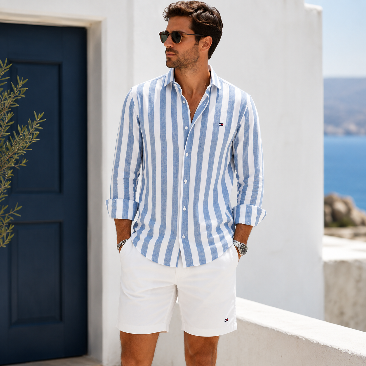 TH™ Premium Coastal Stripe Shirt & Shorts Set